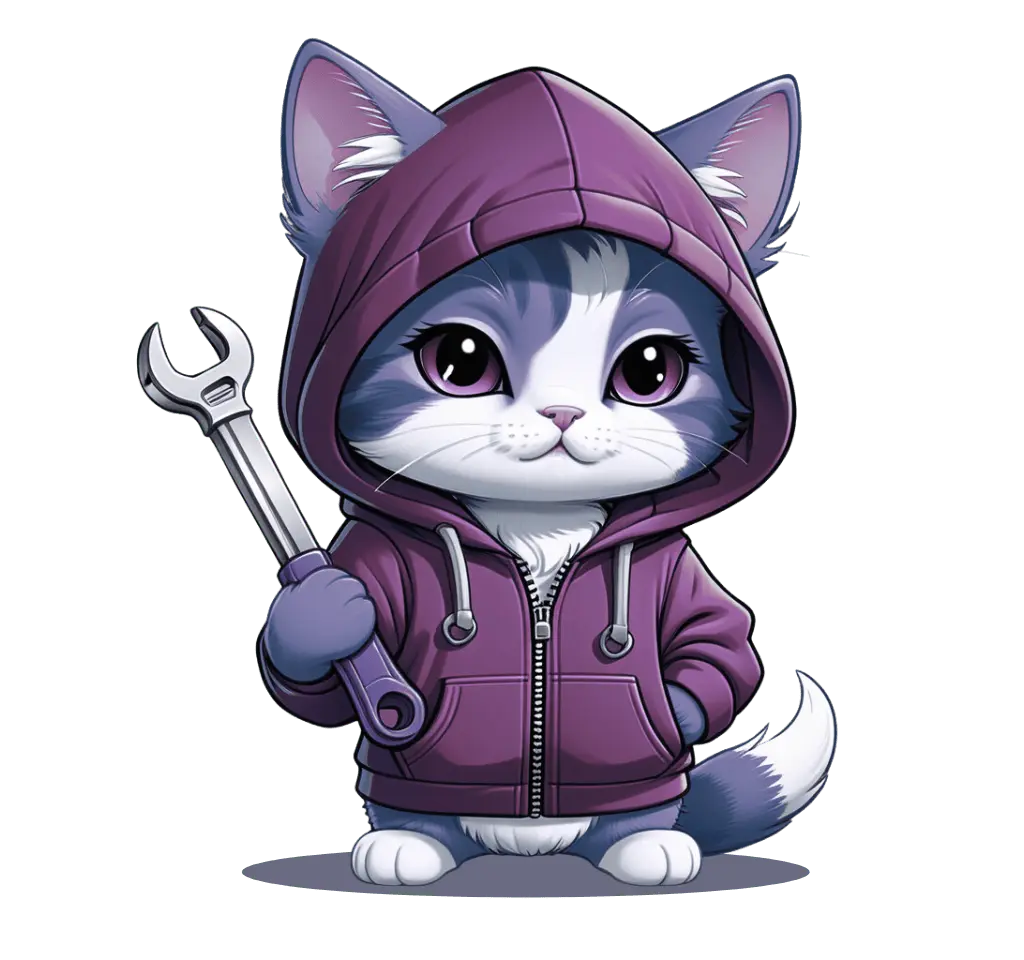 WebSorted cat holding a spanner